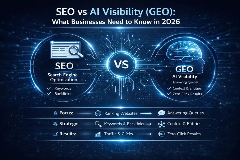 SEO vs AI Visibility (GEO) What Businesses Need to Know in 2026.